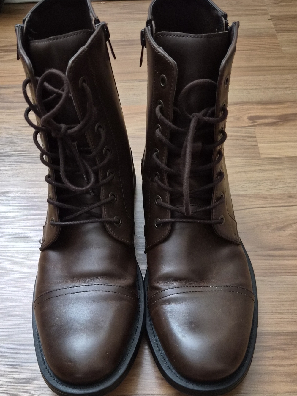 Kenneth Cole Unlisted Brown Leather Lace-Up Combat Boots